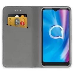 Alcatel 1S (2020) Telefontok - arany mágneses átlátszó szilikon keretes könyvtok-1