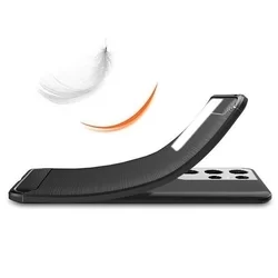 Samsung Galaxy S21 Ultra Telefontok - Forcell CARBON fekete szilikon tok-2