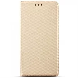 Huawei P8 Lite Telefontok - arany mágneses átlátszó szilikon keretes könyvtok-3