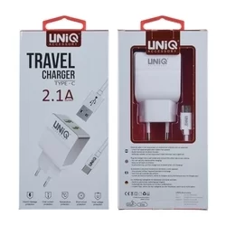 Töltő: UNIQ - 2USB portos fehér hálózati gyors töltőfej 2,4A + USB / Type-C (USB-C) adatkábel (1m)-4