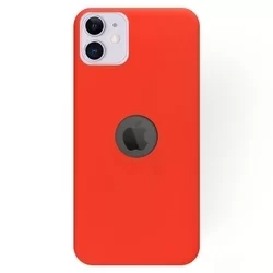 iPhone 12 Pro Telefontok - piros pastel szilikon tok (Apple logónál kivágással)-1