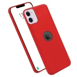 iPhone 12 Pro Telefontok - piros pastel szilikon tok (Apple logónál kivágással)-3