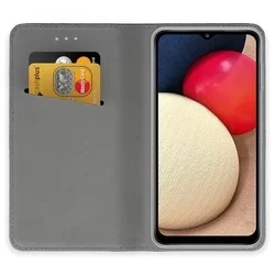 Samsung Galaxy A02S Telefontok - arany mágneses szilikon keretes könyvtok-2