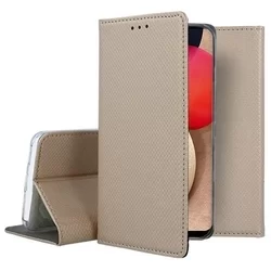 Samsung Galaxy A02S Telefontok - arany mágneses szilikon keretes könyvtok-3