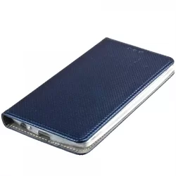 Huawei P10 Lite Telefontok - sötétkék mágneses szilikon keretes könyvtok-3