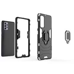 Samsung Galaxy A72 / A72 5G Telefontok - Ring Armor ütésálló fekete tok kitámasztóval-2