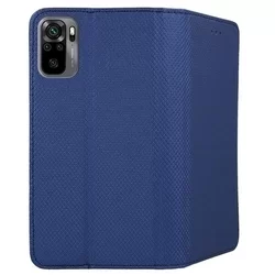 Xiaomi Redmi Note 10 Telefontok - kék mágneses szilikon keretes könyvtok-1