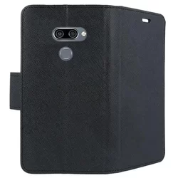 LG K50 / Q60 Telefontok - FANCY fekete szilikon keretes könyvtok-3