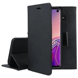 Samsung S10e Telefontok - FANCY fekete szilikon keretes könyvtok-1