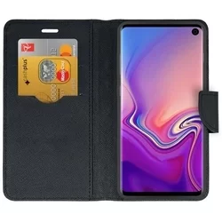 Samsung S10 Telefontok - FANCY fekete szilikon keretes könyvtok-2