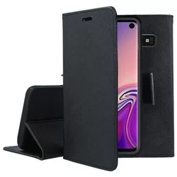 Samsung S10 Telefontok - FANCY fekete szilikon keretes könyvtok-3
