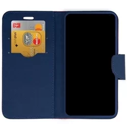Xiaomi Redmi 9C Telefontok - FANCY piros-kék szilikon keretes könyvtok-1