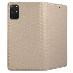 Samsung Galaxy S20 Plus Telefontok - arany mágneses szilikon keretes könyvtok-1