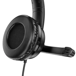HOCO W103 - fekete fejhallgató mikrofonnal (vezetékes: audió jack+ audio jack adapter) - Headset-1
