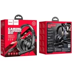 HOCO W103 - fekete fejhallgató mikrofonnal (vezetékes: audió jack+ audio jack adapter) - Headset-6