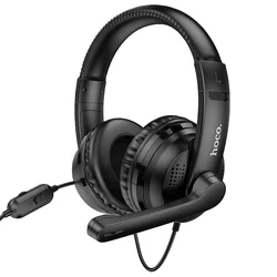 HOCO W103 - fekete fejhallgató mikrofonnal (vezetékes: audió jack+ audio jack adapter) - Headset-3