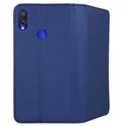 Xiaomi Redmi Note 7 Telefontok - kék mágneses szilikon keretes könyvtok-1