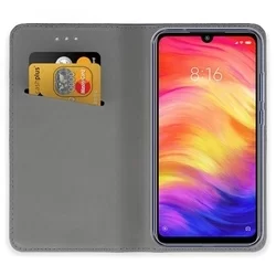 Xiaomi Redmi Note 7 Telefontok - kék mágneses szilikon keretes könyvtok-2