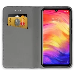 Xiaomi Redmi Note 7 Telefontok - fekete mágneses szilikon keretes könyvtok-2