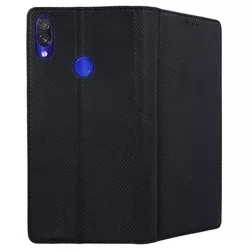 Xiaomi Redmi Note 7 Telefontok - fekete mágneses szilikon keretes könyvtok-3