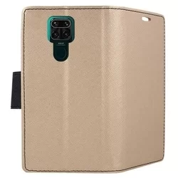 Xiaomi Redmi Note 9 / Xiaomi Redmi 10X 4G Telefontok - Fancy arany-fekete mágneses szilikon keretes könyvtok-1