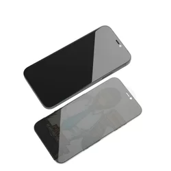 iPhone 12 Pro Max üvegfólia - 3D Mr. Monkey betekintésvédő üvegfólia fekete kerettel-3