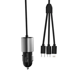 Dudao R5ProN Autós töltő - 3in1 fekete szivartöltőfej - 1USB 3.4A + MicroUSB, Lightning, Type-C (USB-C)-3