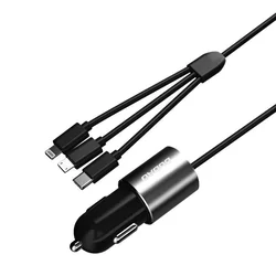 Dudao R5ProN Autós töltő - 3in1 fekete szivartöltőfej - 1USB 3.4A + MicroUSB, Lightning, Type-C (USB-C)-5