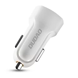 Dudao R7 Autós töltő - 3in1 fehér szivartöltőfej - 1USB 2.4A + MicroUSB, Lightning, Type-C (USB-C)-2