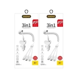 Dudao R7 Autós töltő - 3in1 fehér szivartöltőfej - 1USB 2.4A + MicroUSB, Lightning, Type-C (USB-C)-4