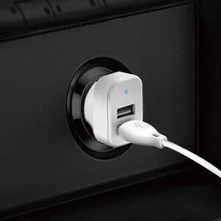 Dudao R7 Autós töltő - 3in1 fehér szivartöltőfej - 1USB 2.4A + MicroUSB, Lightning, Type-C (USB-C)-3