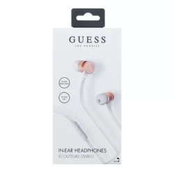 GUESS Headset - fehér / rose gold, hangerőszabályzós stereo headset audio csatlakozóval-3