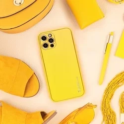iPhone 12 Pro Max Telefontok - Forcell műbőr hátlap tok, sárga-3
