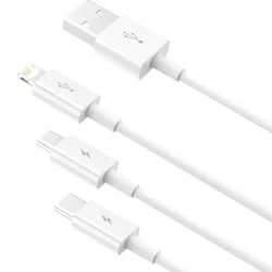 Töltőkábel: Baseus CAMLTYS-02 Superior 3v1 kábel - (USB - lightning / Type-C / MicroUSB) fehér kábel 2A, 1,5 m-5