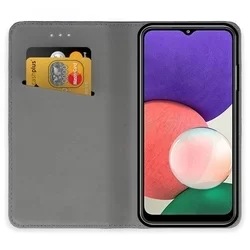 Samsung Galaxy A22 5G Telefontok - fekete mágneses szilikon keretes könyvtok-1