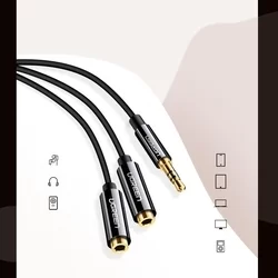 UGreen kábel - Audio elosztó kábel, mikrofon és fejhallgató végekkel / jack (3.5mm) csatlakozó - fekete-5