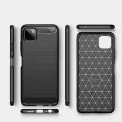 Samsung Galaxy A22 5G Telefontok - Carbon Fiber fekete szilikon tok-6