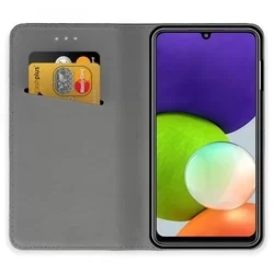Samsung Galaxy A22 LTE / 4G Telefontok - fekete mágneses szilikon keretes könyvtok-1