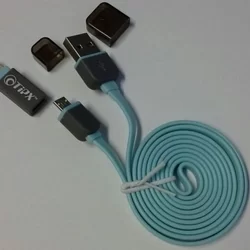 Adatkábel: TiPX 2in1 - Lightning - MicroUSB / USB világoskék adatkábel, 2,1A-1