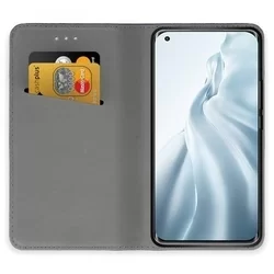 Xiaomi Mi 11 5G Telefontok - fekete mágneses szilikon keretes könyvtok-2