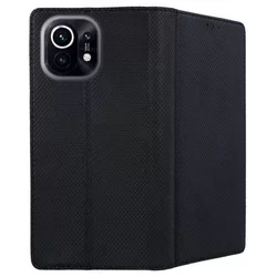 Xiaomi Mi 11 5G Telefontok - fekete mágneses szilikon keretes könyvtok-3