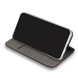 iPhone 13 mini Telefontok - Smart Magnetic burgundi szilikon keretes mágneses könyvtok-2