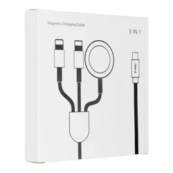 Kábel: C3168 3in1 - (TYPE-C / Lightning, Lightning, Apple Watch) fehér kábel, 2A-2