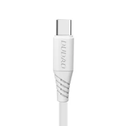 Adatkábel: DUDAO L2 - USB / TYPE-C (USB-C) fehér adatkábel, (5A) 1m-1