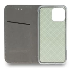 iPhone 13 Pro Max Telefontok - Smart Magnetic burgundi szilikon keretes mágneses könyvtok-3