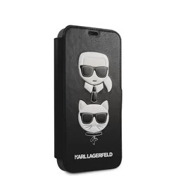 iPhone 12 Telefontok - Karl Lagerfeld Ikonik könyvtok - Fekete-1