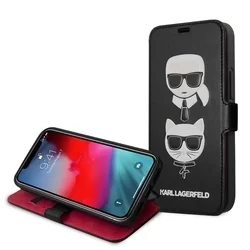 iPhone 12 Telefontok - Karl Lagerfeld Ikonik könyvtok - Fekete-3