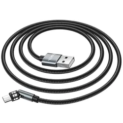 HOCO töltőkábel - mágneses USB / MicroUSB kábel, 1,2m 2,4A fekete, elfordítható fejjel-5