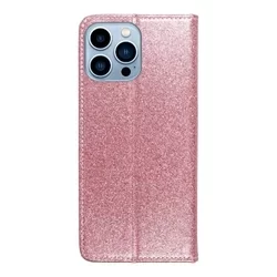 iPhone 13 Pro Max Telefontok - pink Shiny mágneses szilikon keretes könyvtok-2