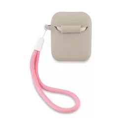 Guess Vintage Airpods 1/2 tartó: szürkésbarna szilikon tok-1